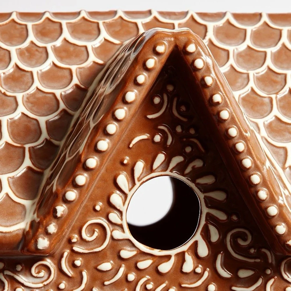 Handcrafted Gingerbread Village House, 1-Wide, Brown
